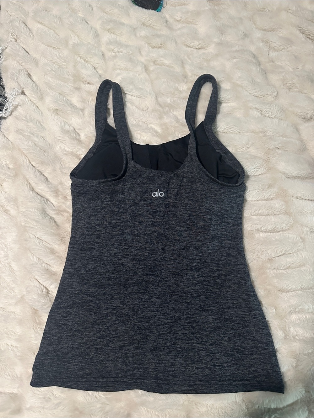 ALO Yoga Charcoal Heather Tank with Built-In Shelf Bra Size Small